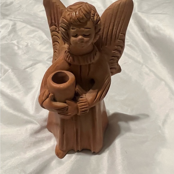 Vintage Clay Angel Figurine Candle Holder 6.5 “ Tall - Picture 3 of 6